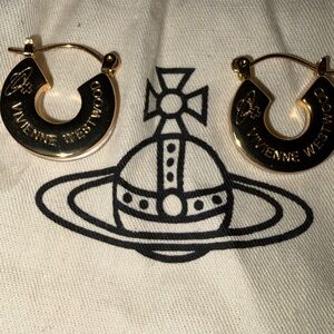 Vivienne Westwood Gold Logo Hoop Earrings